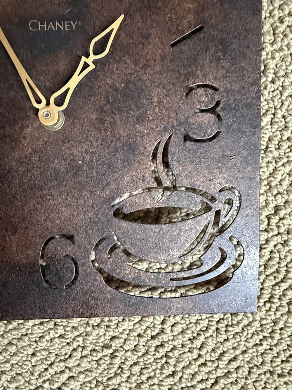Rustic Brown Coffee Cup Wall Clock